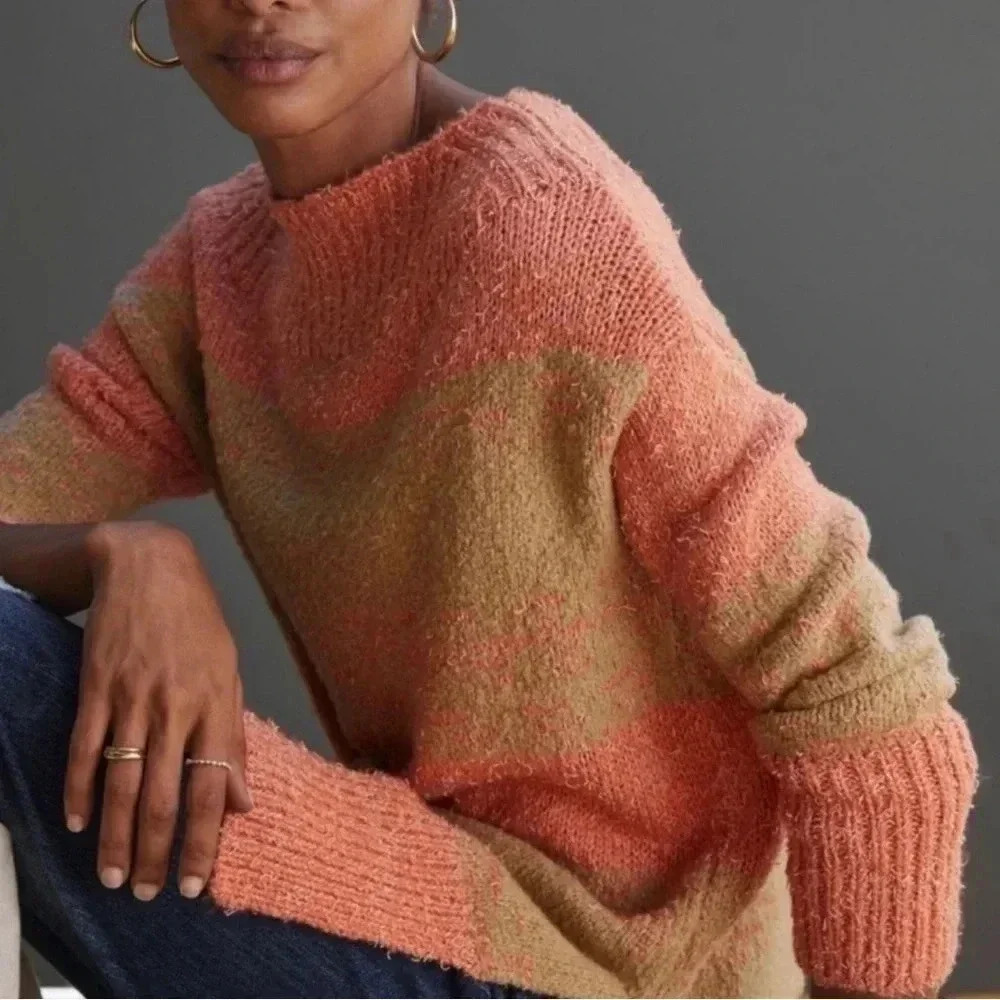 Pilcro Coral Tan Pullover Sweater Size Small
